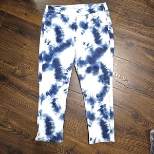 Westbound  Women Crop Blue White Tie Dye High Rise Stretch Jeans  Pull On Sz 12